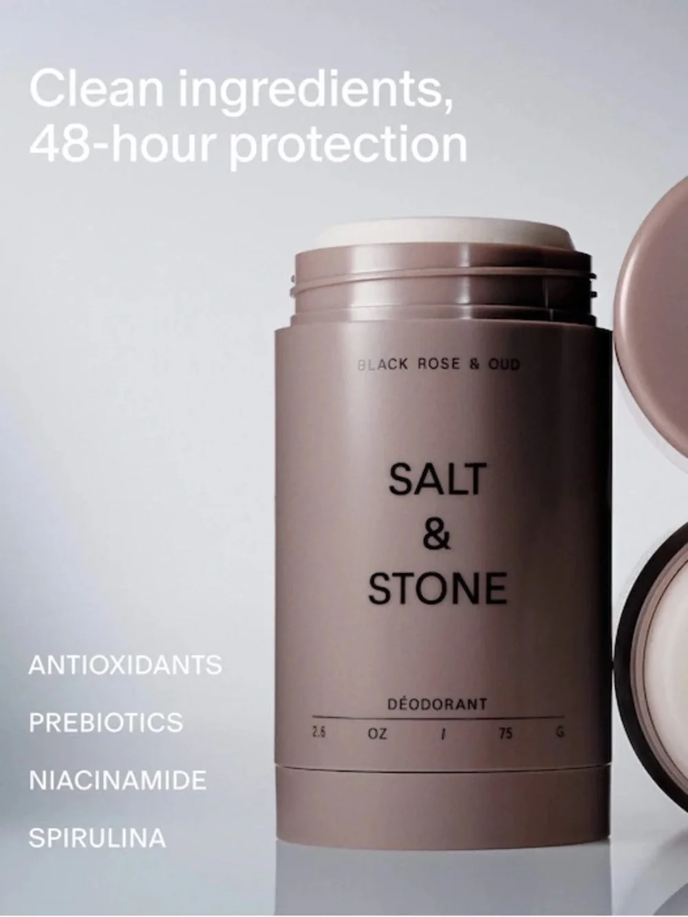 NEW Salt & Stone Black Rose & Oud Extra-Strength Aluminum-Free Deodorant